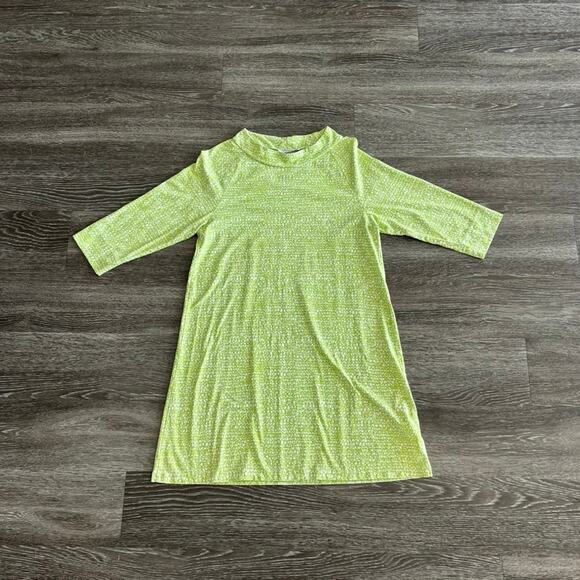EUC Marimekko 100% Cotton Dress Medium Lime Green White Abstract Print Tunic - Picture 9 of 16
